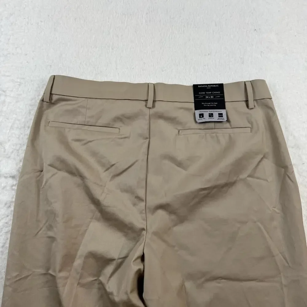 Banana Republic Pants Mens Size 34x30 Beige Core Temp Chino Slim Fit Stretch